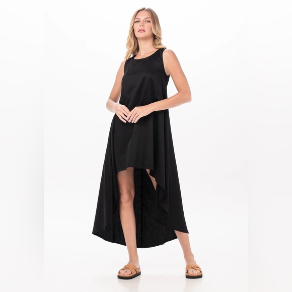 Planet Lauren G sleeveless maxi dress pockets black hi low Size 1 Fits 4-8 - Picture 11 of 11